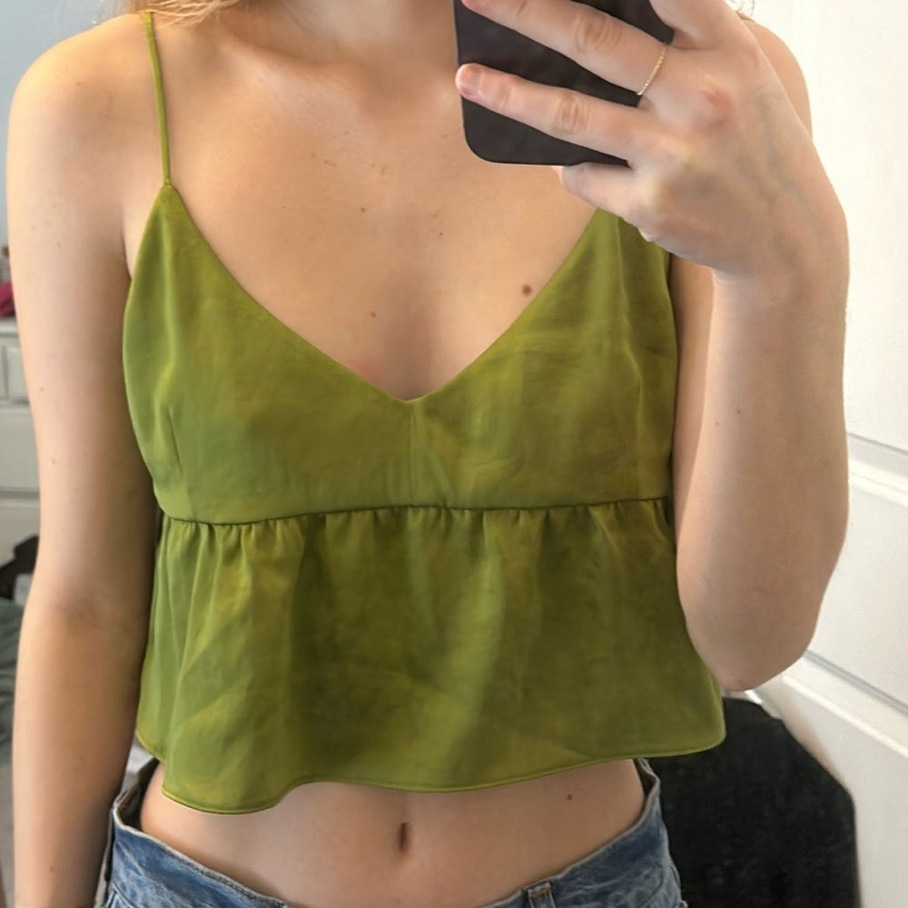 Aritzia Wilfred satin green tank